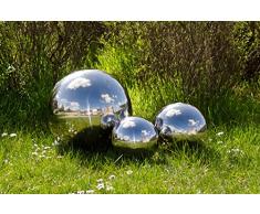 Köhko 3er Gartenkugeln Set-10 Ø 6-9-12 cm polierte Dekokugel aus hochwertigem Edelstahl 6-9-12
