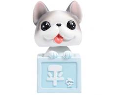 Vosarea Tierfiguren Cartoon Hund Figur Wackelkopf Auto Dekoration Innenverzierung Armaturenbrett Schreibtisch Schreibtisch Wohnkultur Bücherregal Blau