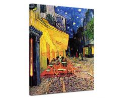 Bilderdepot24 Leinwandbild Vincent van Gogh - Alte Meister Caféterrasse am Abend 40x50cm - fertig gerahmt, direkt vom Hersteller
