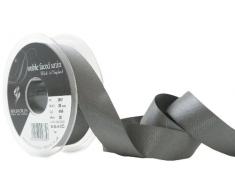 Berisfords Doppelseitiges Polyester-Satinband, 25 mm, Nebelgrau