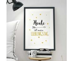 ilka parey wandtattoo-welt® A3 Print Illustration Poster Plakat mit Punkten und Spruch heute ist mein Lieblingstag p50