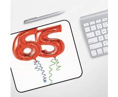 Gaming Mousepad Mauspad,65. Geburtstag Dekorationen, Geburtstag Luftballons Alter fünfundsechzig freudige Partei Objektbild, rot, grün,Komfort Mousepad - verbessert Präzision und Geschwindigkeit