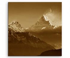 60x60cm Wandbild Fotoleinwand Bild in Sepia Berg Kangchendzönga Asien
