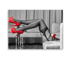 Bilderdepot24 hochwertiges Leinwandbild - sexy Model - schwarz weiß - erotik - 70 x 50 cm einteilig 1032