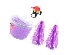 CLISPEED 4 Stück Kinder Fahrrad Korb Fahrrad Lenker Luftschlangen Roller Trike Quaste Band Vorne Lenker Fahrrad Körbe Glocke für Fahrradzubehör