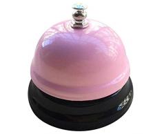 Xinlie Tischklingel Rezeptionsklingel Tischglocke Zähler Schreibtisch Glocke Bell Ring Metall Verchromte Anruf Bell mit Klarem Klang für Restaurant Küche Hotel Bars Service Haustier (Pink)