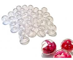 CRYSTAL KING 30 Stück Acrylkugeln 4cm Durchmesser durchsichtige Kugel Aufhängen transparent Dekokugel Bastel Set Christbaumkugeln Acrylkugel Teilbar befüllbare