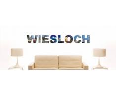 INDIGOS UG - WANDTATTOO / Wandsticker / Wandaufkleber / Aufkleber farbige Wandschrift Städtename Wiesloch mit Sehenswürdigkeiten 180 x 23 cm Länge