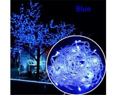 LAGEDOUDING Outdoor Weihnachten LED Lichterketten 100M 20M 10M 5M Lichterketten Lichterketten Baumgirlande, blau, 10M 100LEDs 220V EU