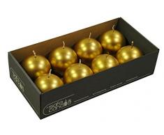 Medium Kugelkerzen (Safe Candle) - Metallic Farbe: Gold - Ø 7cm - 8 Stück - Lange Brenndauer - Runde Kerze - Hochwertige Qualitätskerze