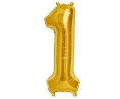 ballonfritz® Ballon Zahl 1 in Gold - XXL 40/102cm - Folienballon für Luft oder Helium als Geburtstag, Jubiläum, Hochzeit oder Abschluss Geschenk, Party Dekoration oder Überraschung