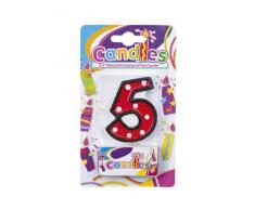 Pünktchen-Zahlenkerze mit Picker 5