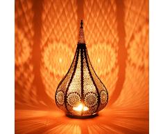 Orientalische Laterne aus Metall Ezana Schwarz 36cm | Marokkanische Gartenlaterne für draußen oder innen | Marokkanisches Orientalisches Windlicht Gartenwindlicht hängend oder zum hinstellen