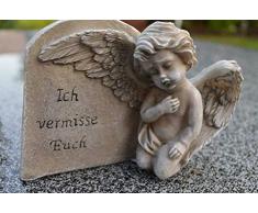 Grabengel mit Spruch Ich vermisse Euch Dekoengel Grabdeko Trauerschmuck Grabfigur Trauerfigur Friedhoffigur Gedenkstein
