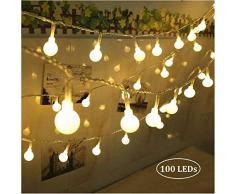 Qedertek 100 LED Kugel Lichterkette Weihnachtsbaum, 10M Weihnachtsdeko Lichterkette mit Stecker für Innen und Außen, 8 Modi und Timer Funktion Dimmbar mit Fernbedienung, Ideale für Zimmer, Party