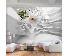 decomonkey Fototapete selbstklebend Blumen Lilien 343x256 cm XL Selbstklebende Tapeten Wand Fototapeten Tapete Wandtapete klebend Klebefolie 3d Effekt Abstrakt weiß