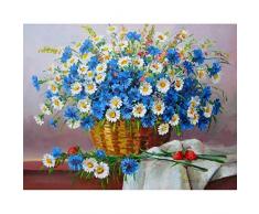 ELGDX Gerahmte DIY Malen nach Zahlen Bunte Blume Acrylgemälde Moderne Bild Home Decor für Wohnzimmer 40X50 cm Ra3511