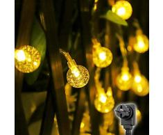 Salcar 10m LED Kugel Lichterkette, 50 Kristall Kugeln LEDs, Wasserdicht Garten LED Lichterkette Dekoratives für Bäume, Traufen, Terrasse usw - Warmweiß