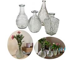 LS-Design 4X Deko-Flaschen Glasvase 20cm Set Blumenvase Tisch-Vase Väschen