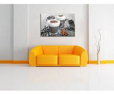 heiße Schokolade und frischer Kaffee mit Streuseln schwarz/weiß Format: 80x60 auf Leinwand, XXL riesige Bilder fertig gerahmt mit Keilrahmen, Kunstdruck auf Wandbild mit Rahmen, günstiger als Gemälde oder Ölbild, kein Poster oder Plakat