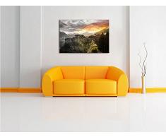 Gigantisches Dorf in China Schwarz/Weiß, Format: 120x80 auf Leinwand, XXL riesige Bilder fertig gerahmt mit Keilrahmen, Kunstdruck auf Wandbild mit Rahmen, günstiger als Gemälde oder Ölbild, kein Poster oder Plakat