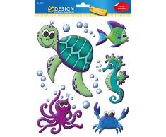 AVERY Zweckform 54994 Fensterbilder Meereswelt (10 Selbstklebende Fenstersticker, Fensteraufkleber und Deko für Fenster, Fensterfolie) mehrfarbig