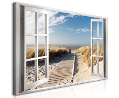 murando Wandbild Mega XXXL Fensterblick 160x80 cm Einteiliger XXL-Format Kunstdruck zur Selbstmontage Leinwandbilder Moderne Bilder DIY Wanddekoration Wohnung Deko Insel Meer See Strand c-C-0179-ak-e