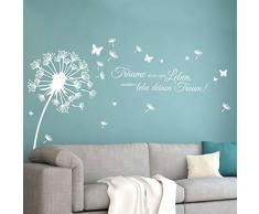 Grandora Wandtattoo Pusteblume Zitat Träume Nicht Dein Leben I Silbergrau (BxH) 84 x 58 cm I Löwenzahn Wohnzimmer Wandsticker Wandaufkleber Aufkleber W5479