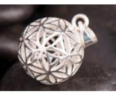 Berg Blume des Lebens Kugel-Anhänger 925 Sterling Silber, Ø ca. 17 mm