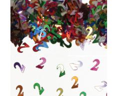 Bunt glitzerndes Konfetti mit Geburtstagszahl: 2 // Tüte mit 15g (ca. 1000 einzelne Konfetti's) // Deko Tischdeko Jubiläum Zahlenkonfetti Metallkonfetti Streukonfetti zweiter Geburtstag Birthday Baby Kinder Kindergeburtstag