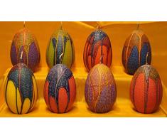 Eikerzen Pop mit fantasievollen bunten Glasuren, 8 Stk. Handgestaltete Osterkerzen, groß, Höhe 12 cm