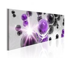 decomonkey Bilder Abstrakt 120x40 cm XXL 1 Teilig Leinwandbilder Bild auf Leinwand Vlies Wandbild Kunstdruck Wanddeko Wand Wohnzimmer Wanddekoration Deko 3D Kugeln grau violett