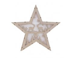 BURI LED-Deko-Stern aus Holz Weihnachtsstern Adventsstern Weihnachtsschmuck Holzstern