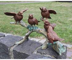 Unbekannt Bronzefigur 5 Spatzen auf AST Vögel Deko für Heim und Garten aus Bronze