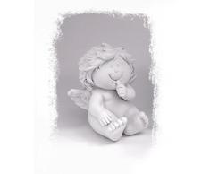 TEMPELWELT Deko Engel Figur Babyengel Sitzend 12 cm, Polystein Weiß Dekofigur Engelkind Engelchen Engelbaby, Geschenk Geburt Taufe