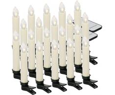 com-four® 20x LED Weihnachtskerze zum Anklemmen mit Fernbedienung, kabellose Christbaum-Kerzen, 11,5 x 2,5 cm (20 Stück - V2)