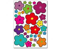 Wandkings Blumen Design 5 Wandsticker Set, 68 Aufkleber, 2 DIN A4 Bögen, Gesamtfläche 60 x 20 cm