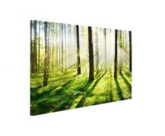 Handgefertigtes Leinwandbild 120x80cm mit Naturmotiv Sonnenstrahlen im Wald. Der Frühlings kommt bald. Bild geliefert auf Holzrahmen direkt zum Aufhängen!