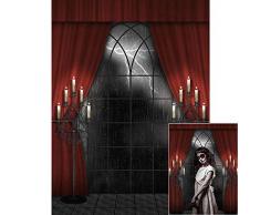 BDDFOTO 1.5 * 2m Halloween Hintergrund Fotografie Hintergrund Rot Vorhang Muster für Baby, Neugeborene, Kinder, Objekte Fotografie Video Studio