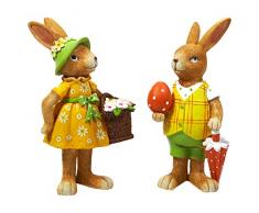 HEITMANN DECO 2er Set Nostalgie-Osterhase aus Polyresin - Deko-Figuren zur Osterdekoration für Haus und Garten