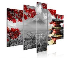 murando - Bilder Japan 200x100 cm Vlies Leinwandbild 5 TLG Kunstdruck modern Wandbilder XXL Wanddekoration Design Wand Bild - Landschaft schwarz weiß rot c-C-0241-b-m