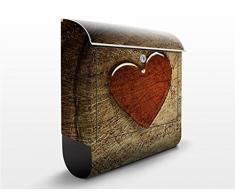 Design Briefkasten Natural Love | Herz Wald Baum Stein Liebe, Postkasten mit Zeitungsrolle, Wandbriefkasten, Mailbox, Letterbox, Briefkastenanlage, Dekorfolie