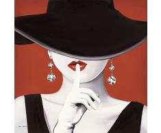 Artland Qualitätsbilder I Bild auf Leinwand Leinwandbilder Wandbilder 100 x 100 cm Menschen Frau Malerei Rot B2CR Hut ab I