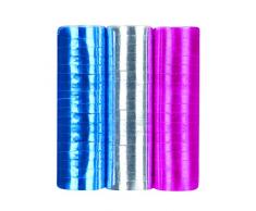 Boland 00741 - Luftschlangen Disco, 3 Stück, Länge je 400 cm, Metallic, Silber, Blau, Pink, Glänzend, Karneval, Geburtstag, Dekoration, Disco, Kindergeburtstag, Kindergarten, Gartenparty, Mottoparty