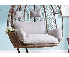 Yuany Hängende Ei Schaukel Stuhlpolster, Doppeltei Hängematte Stuhlpolster für Indoor Outdoor Garten Hängende Korb Stuhl, 110x150cm (Farbe: Grau)(KEIN Stuhl)