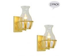 Kreative Metall Vase Wandleuchte, Licht Gold Kupfer Wandleuchte Glas Lampenschirm Art Deco Wohnzimmer Schlafzimmer Nachttischlampen Küche Insel Hotel Wandleuchte (Farbe: 2 Pack)