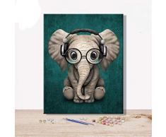 OLGKJ Elephant Animal Draw FäRbung Nach Zahlen Moderne GemäLde Bilder Handgemachte AmüSante öL Leinwand Bild Nach Zahlen Home Wedding Deko 40x50cm Rahmenlos