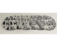 GADEMA Teller Melamin Weihnachtsteller Geschenkteller Partyteller 6 teilig Ø 20 cm