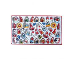 Weihnachtsbaumschmuck,Mini Weihnachten Deko DIY Zubehör Miniatur Klein Figur,48 Weihnachtsanhänger Weihnachtsmann Schneemann Engel Schaukelpferd Baumschmuck Weihnachten,Weihnachten Hänger Holzanhänger