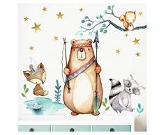 Little Deco Wandbild Waldtiere Pfeil & Bogen I M - 142 x 108 cm (BxH) I Wandbilder Wandtattoo Kinderzimmer Junge Deko Babyzimmer Junge Wandsticker Baby Bilder DL195
